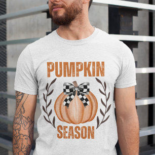 Retro Pumpkin Saison Coquette Bow Fall Floral Tri-Blend Shirt