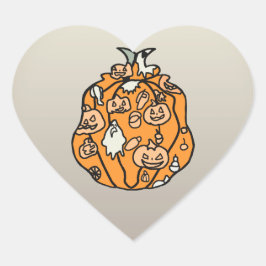 Retro Pumpkin Spooks und Halloween-Leckereien Herz-Aufkleber