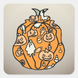 Retro Pumpkin Spooks und Halloween Leckereien! Quadratischer Aufkleber