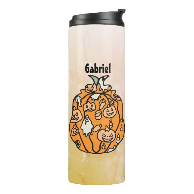 Retro Pumpkin Spooks und Halloween Leckereien! Thermosbecher (Nach links gedreht)