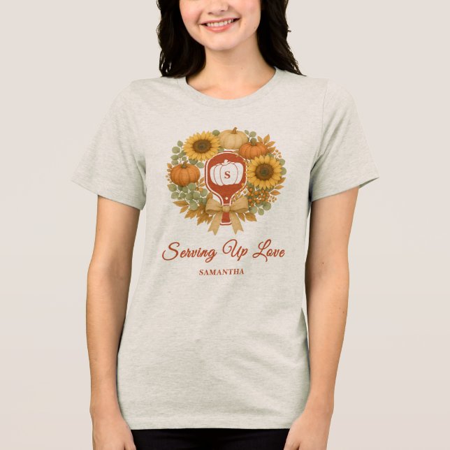 Retro Pumpkins & Pickleball Brautparty Tri-Blend Shirt (Vorderseite)