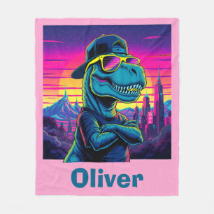 Retro-Punk-Dinosaurier Fleecedecke