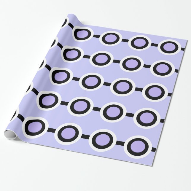 Retro-Punkte geometrisch lila schwarz Geschenkpapier (Ungerollt)