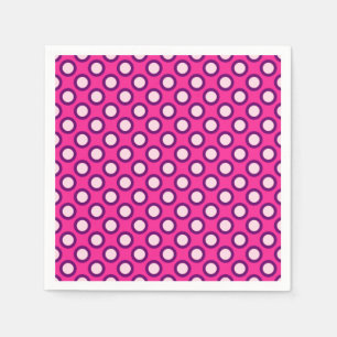 Retro-Punkte, Magenta, rosa und lila Serviette
