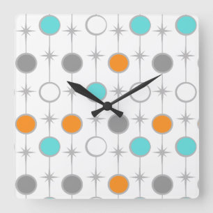 Retro-Punkte und Sternenexplosionen-Acryluhr Quadratische Wanduhr