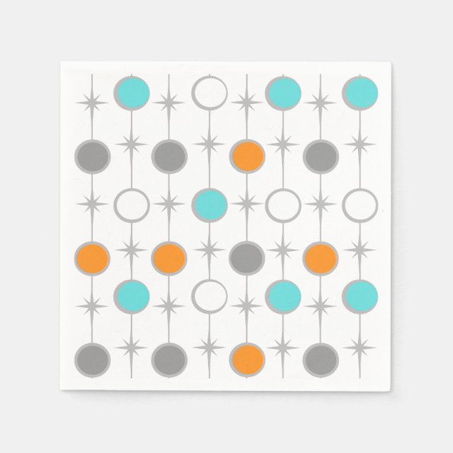 Retro Punkte und Sternexplosionen Papier Napkins Serviette (Vorderseite)