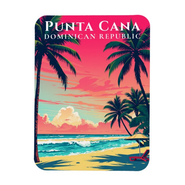 Retro Punta Cana Souvenir Dominikanische Republik  Magnet (Vertikal)