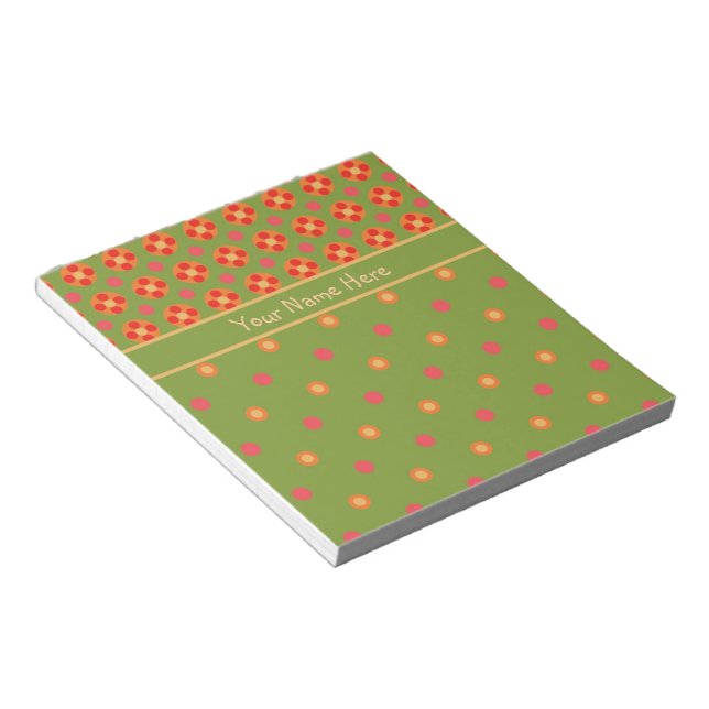 Retro-Pupien und Polka-Punkte-Editor oder Jotter Notizblock (angewinkelt)