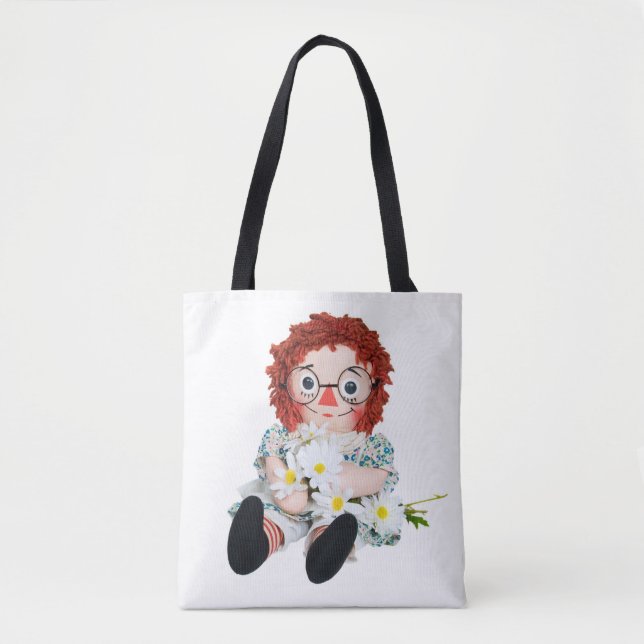 Retro-Puppe mit zartem Bouquet Tasche (Vorderseite)