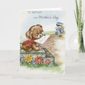 Retro Puppy Mother Day Card Karte
