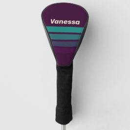 Retro Purple Rainbow Across Striping with Name Golf Headcover