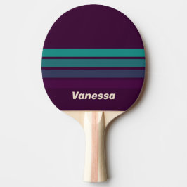 Retro Purple Rainbow Across Striping with Name Tischtennis Schläger