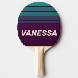 Retro Purple Rainbow Horizon Striping with Name Tischtennis Schläger