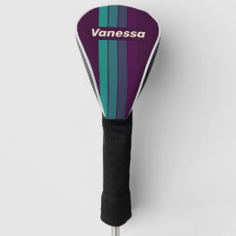 Retro Purple Rainbow Pin Striping with Name Golf Headcover