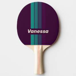 Retro Purple Rainbow Pin Striping with Name Tischtennis Schläger