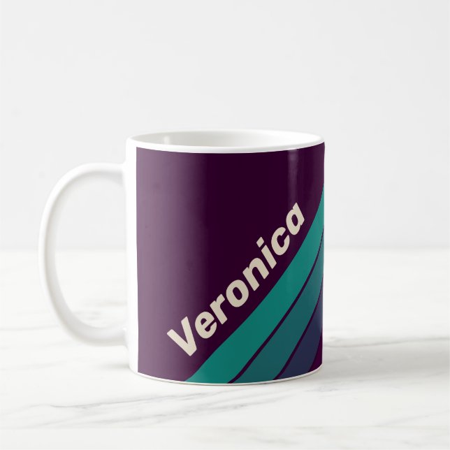 Retro Purple Rainbow Stripes with Name Kaffeetasse (Links)