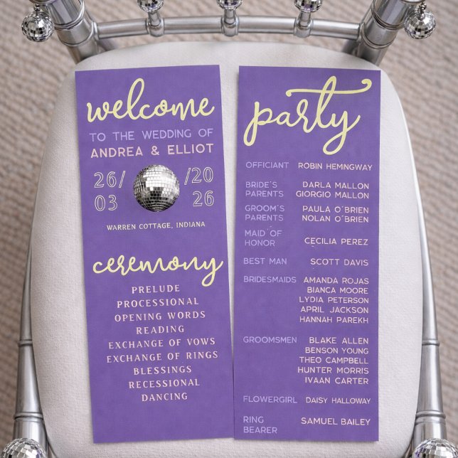 Retro Purple Spring Disco Wedding Ceremony Program Programm (Von Creator hochgeladen)