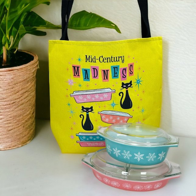 Retro Pyrex Black Kitty Cats MCM Totbeutel Tasche (Von Creator hochgeladen)