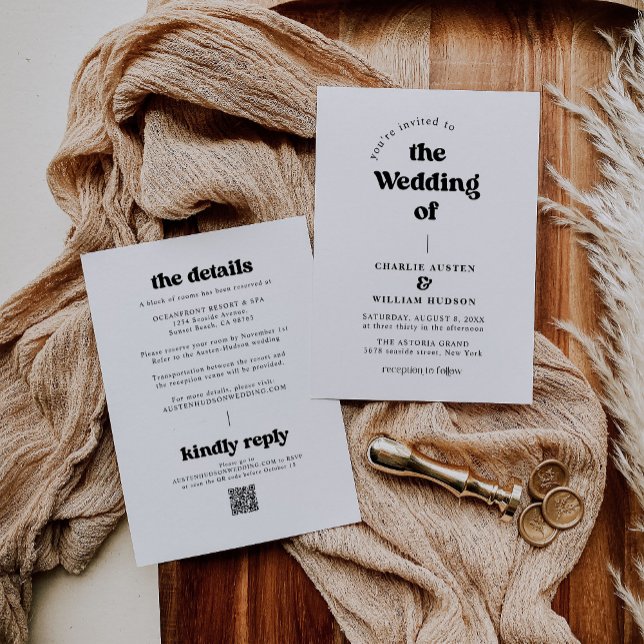 Retro QR Code in einer Hochzeit Einladung (Von Creator hochgeladen)