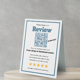 Retro QR Code 'verlass uns a review' YELP Retrobla Tischaufsteller