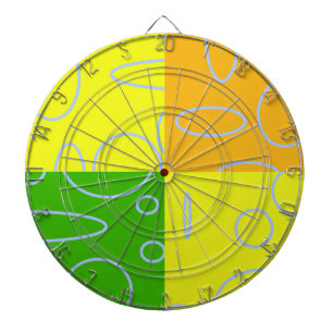 Retro Quad Yellow Green Orange Geometric Dartscheibe
