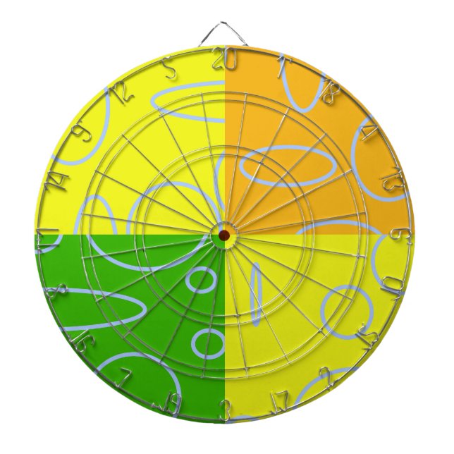 Retro Quad Yellow Green Orange Geometric Dartscheibe (vorne)