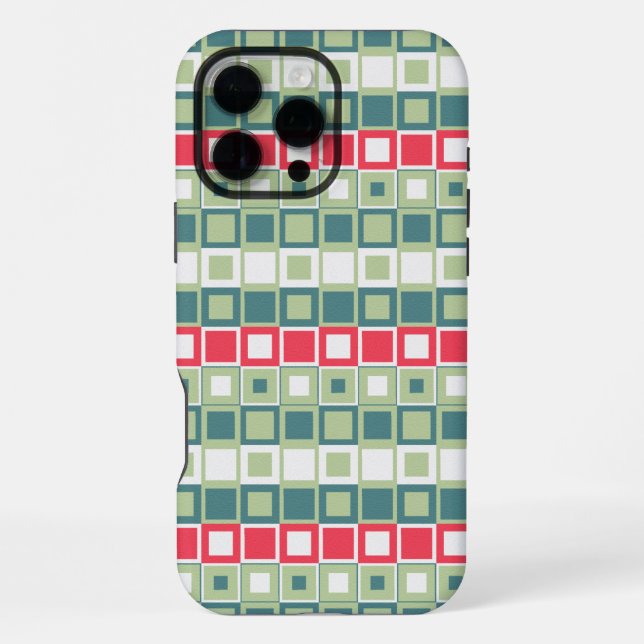 Retro-Quadrat-Blockmuster iPhone 16 Pro Max Hülle (Rückseite)