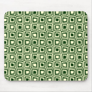 Retro-Quadrate - Creme auf dunkelgrün Mousepad