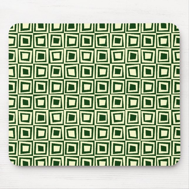 Retro-Quadrate - Creme auf dunkelgrün Mousepad (Vorne)