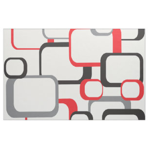 Retro-Quadrate Geometrisches Muster Red Grau Schwa Stoff