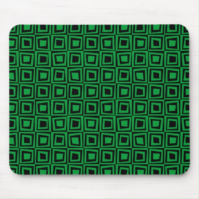 Retro-Quadrate - grün auf schwarz Mousepad (Vorne)