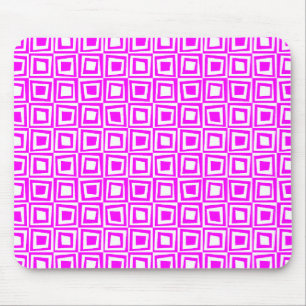 Retro-Quadrate - Magenta auf Weiß Mousepad