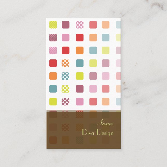 Retro-Quadrate mit Polka dots BusinessCard Visitenkarte (Vorderseite)