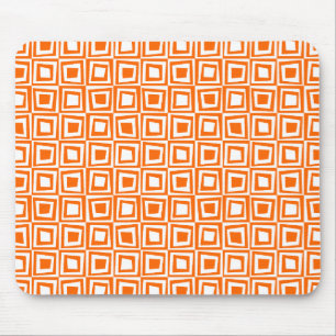 Retro-Quadrate - Orange auf Weiß Mousepad