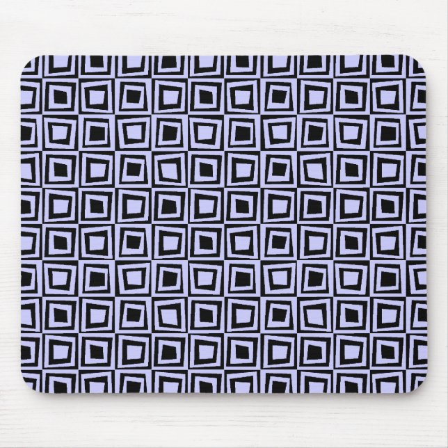 Retro-Quadrate - Pulverblau auf schwarz Mousepad (Vorne)