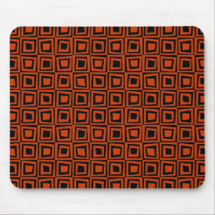 Retro-Quadrate - Rot auf schwarz Mousepad