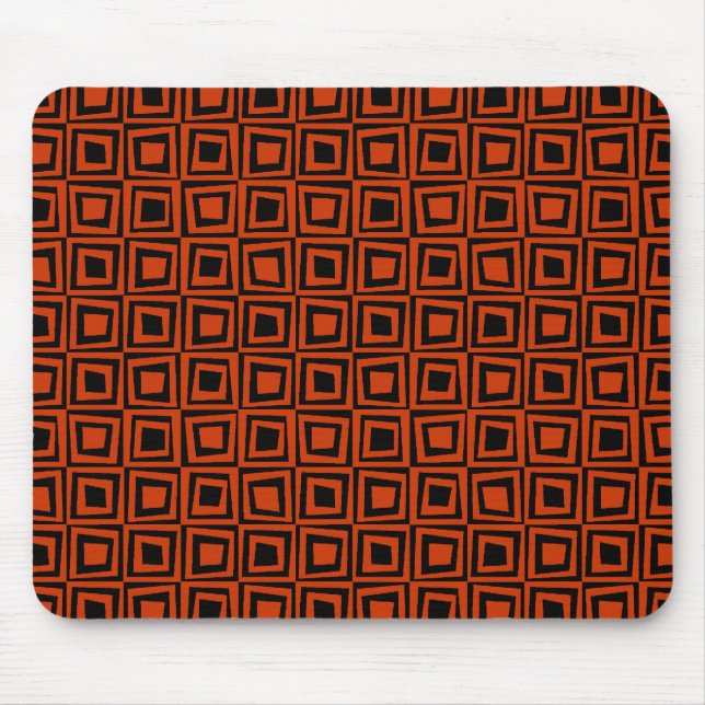 Retro-Quadrate - Rot auf schwarz Mousepad (Vorne)