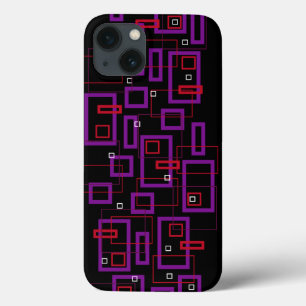 Retro-Quadrate, rot, lila und schwarz Case-Mate iPhone Hülle