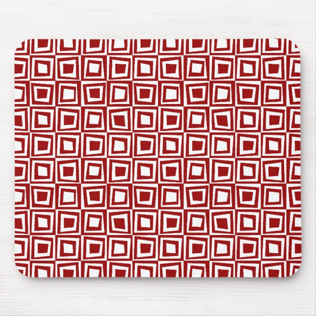 Retro-Quadrate - Ruby Red on White Mousepad (Vorne)