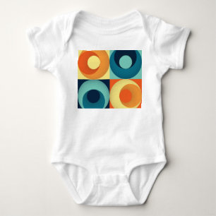Retro-Quadrate und Kreise: Muster der 60er Jahre Baby Strampler