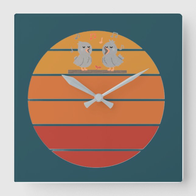 Retro. Quadratische Wanduhr (Vorderseite)