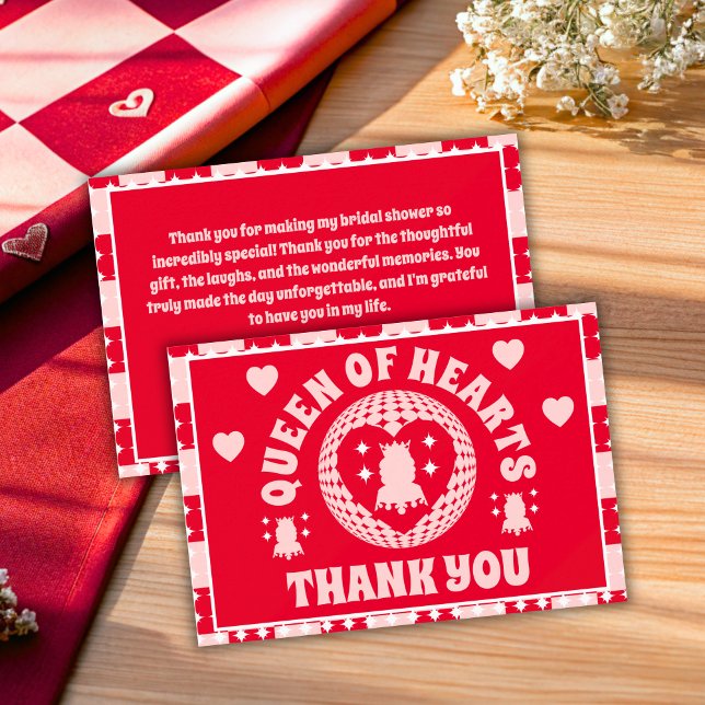 Retro Queen of Hearts Brautparty Dankeskarte (Thank You Cards)