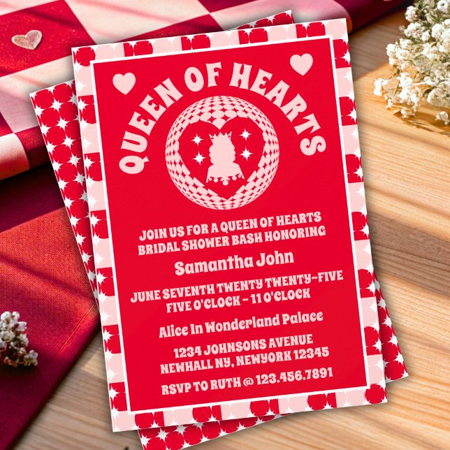 Retro Queen Of Hearts Invitation de la douche nupt (Bridal Shower Invitation)