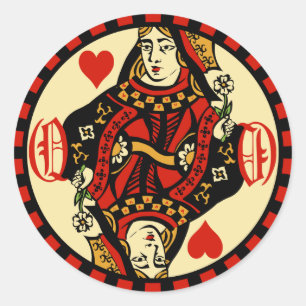 Retro Queen of Hearts Runder Aufkleber