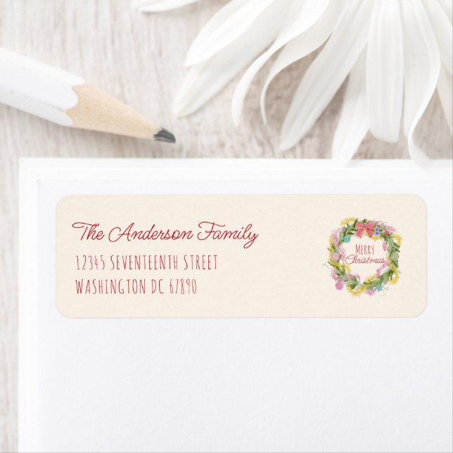 Retro Quirky farbenfrohe Weihnachtskranz (Insitu)