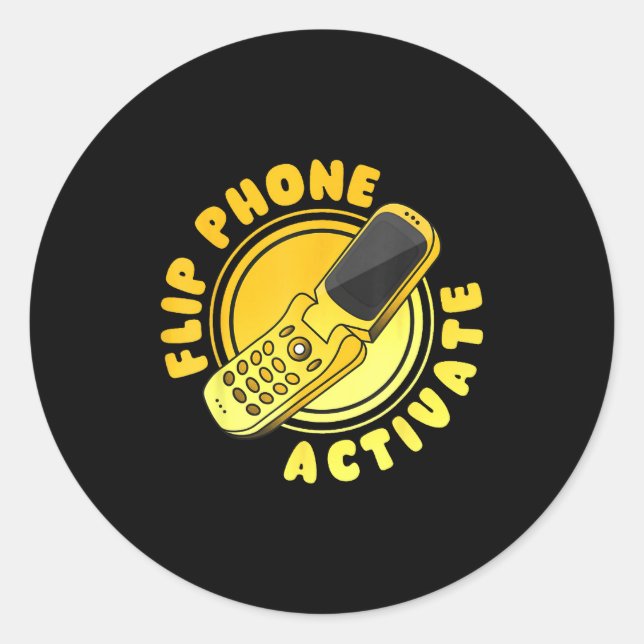 Retro Quote Flip Phone Activate Funny  Runder Aufkleber (Vorderseite)