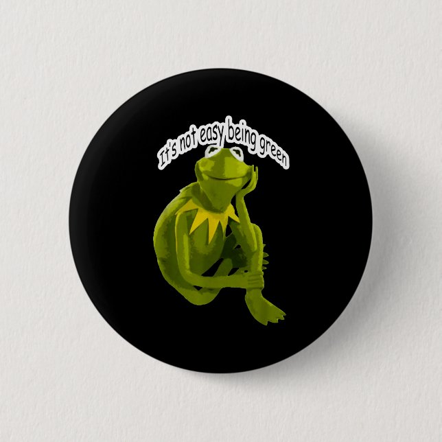Retro Quote Its Not Easy Being Green Funny Frog An Button (Vorderseite)