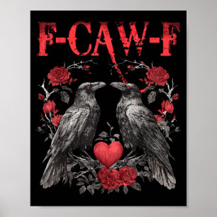 Retro-Rabe Valentins-F-caw-f-Krähe Gothic Dark Art Poster