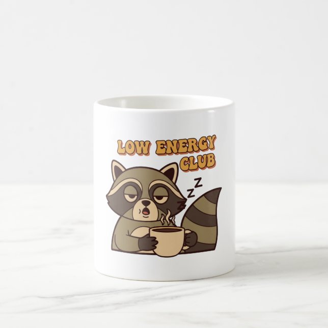 Retro Raccoon Tired Vibes White Mug (Centre)