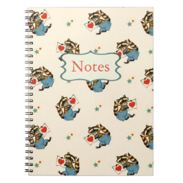Retro Raccoon Valentine mit Liebe Letter Notizblock